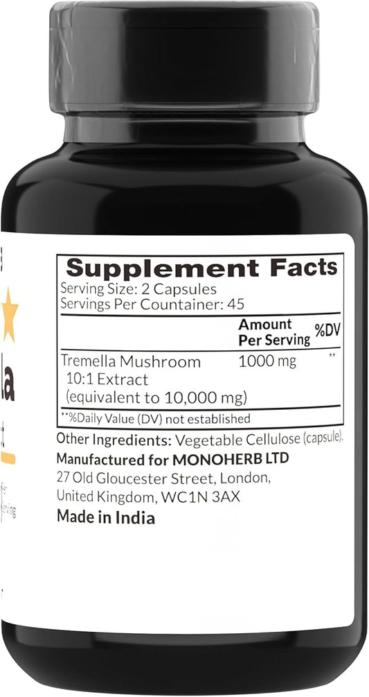 Tremella Mushroom Extract 1000 mg - 90 Vegetarian Capsules - White Jelly Mushroom