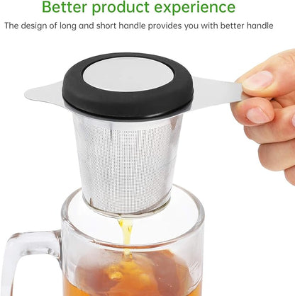 Two Pack Tea Infuser Basket Stainless Steel Tea Strainer Tea Filter With Small Strainer And Lid Tea Diffuser For Loose Tea Superior Brewing Experience (Two pack silver)
