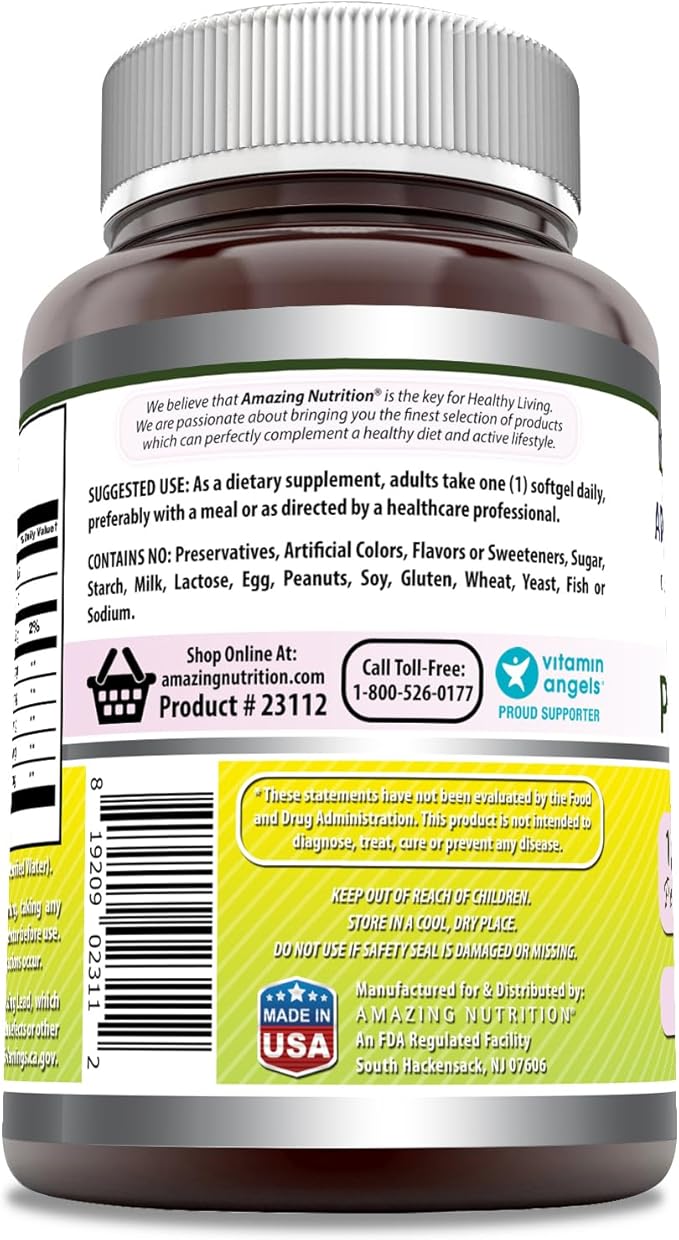 Amazing Formulas Evening Primrose Oil 1300mg, 10% GLA, Softgels Supplement | Hexane Free Cold Pressed Oil | Non-GMO | Gluten Free (250 Count)
