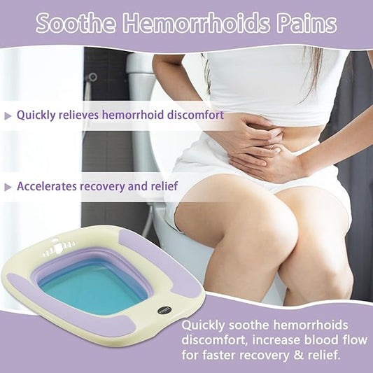 Sitz Bath, Sitz Bath for Postpartum Care, Sitz Bath for Hemorrhoids, Sitz Bath for Toilet Seat, Sits Bath Tub for Women Men Adults, Sitz Bath Soak Salts Basin, Hip Bath Bowl, Collapsible, Purple
