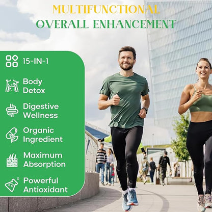 15-in-1 Detox Binder, Activated Charcoal, Zeolite & Bentonite Clay, Chlorella, 1500 MG Detox Supplement Maximum Absorbent, Liver Gut Digestive Detox Cleanse, 90 Vegan Capsules