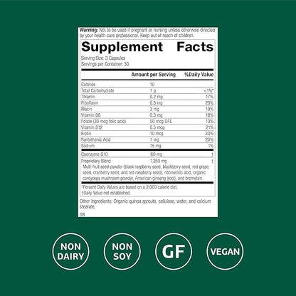 Standard Process B Vitality with Coq10 - Cellular Health Supplement with Biotin, Vitamin B12 & Folate - Vegan, Gluten-Free & Non-Dairy - 90 Capsules (30 Servings)