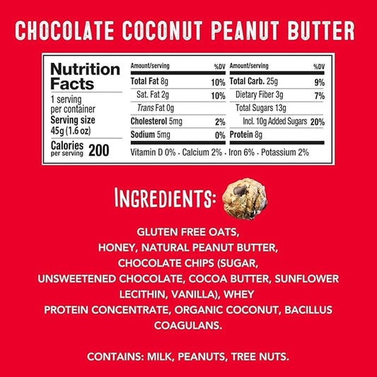 simplyFUEL Whole Food Protein Balls with Probiotics - Chocolate Coconut Peanut Butter Snacks - Protein Snack - Gluten Free Energy Balls (24 Pouches - 2 Balls)
