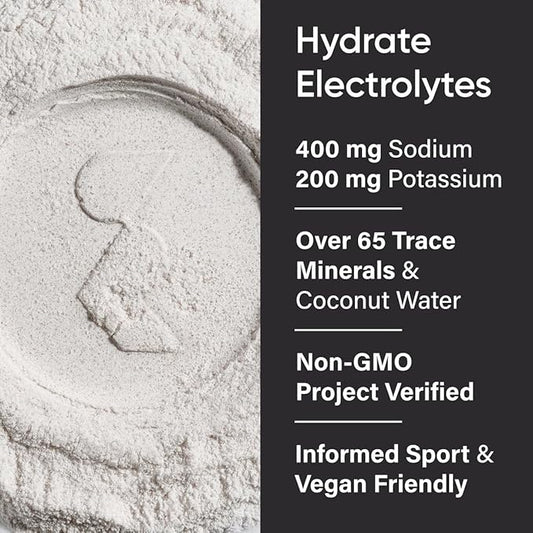 Sports Research® Hydrate Electrolytes Powder - Sugar-Free & Naturally Flavored with Vitamins, Minerals, and Coconut Water - Supports Hydration - Raspberry Lemonade - 90 Servings