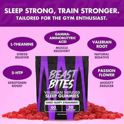Valerian Infused Sleep & Nighttime Recovery Gummies - NSF Certified for Sport - 30 Servings