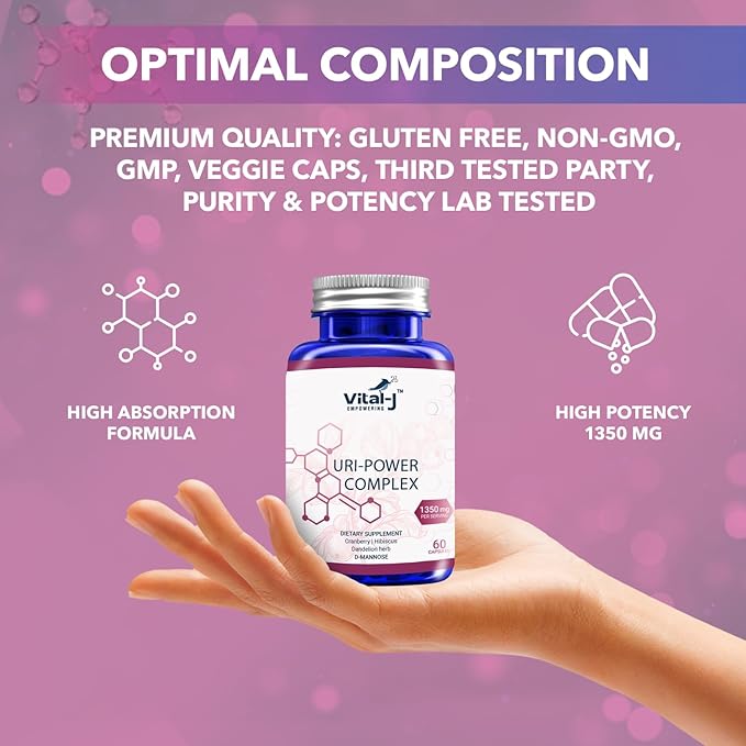 4-IN-1 URI POWER COMPLEX 1350mg - 60 day - D Mannose, Cranberry, Hibiscus, and Dandelion Herb - Naturally Cleanse the Bladder and Urinary Tract – Specialized Approach for UTI Avoidance Pack of 2