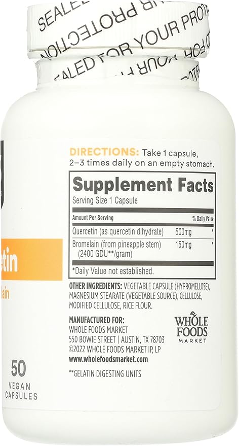 365 by Whole Foods Market, Quercetin with Bromelain, 50 Vegetarian Capsules