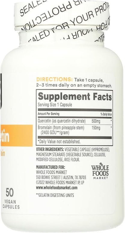 365 by Whole Foods Market, Quercetin with Bromelain, 50 Vegetarian Capsules