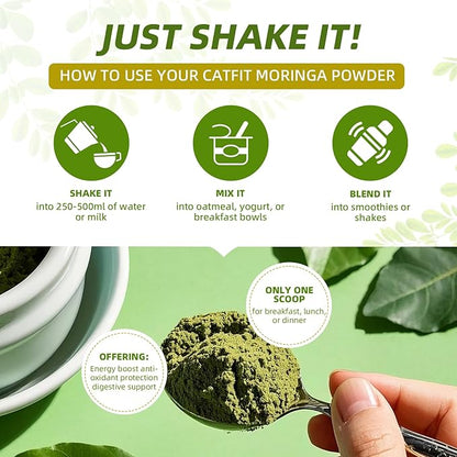 (2 Pack) Moringa Powder – Superfood Blend with Matcha, Green Tea & Resveratrol – Moringa Supplement for Energy, Antioxidant & Immune Support – Vegan, Gluten-Free, Easy-to-Mix Drink (8oz)