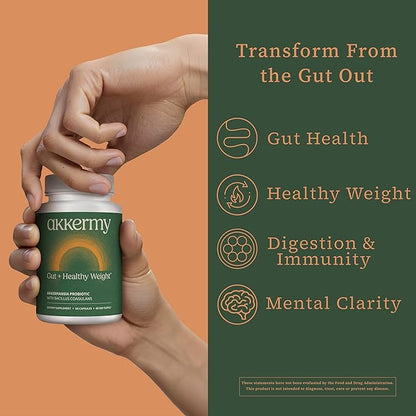 Akkermansia Probiotic for Appetite & Craving Control | Increases GLP-1 & Boosts Healthy Weight | 180 Day Supply | Made in USA | Bacillus Coagulans, B2, D3 & Chromium |SIBO Friendly, Vegan, Gluten Free