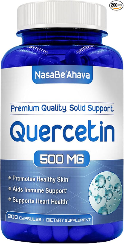 Quercetin 500mg Capsules | Vegan Friendly Quercetin Dihydrate High Potency Antioxidant Supplement for Skin Heart and Immune Support | Gluten-Free | Made in the USA in GMP Facilities (200 Servings)
