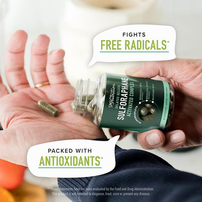 50MG Sulforaphane Supplement from Broccoli Sprouts | NRF2 Activation with Glucoraphanin, Myrosinase & Antioxidants | Support Cellular & Immune Health | Broccoli Seed Microbeadlets, Vegan 60 Count