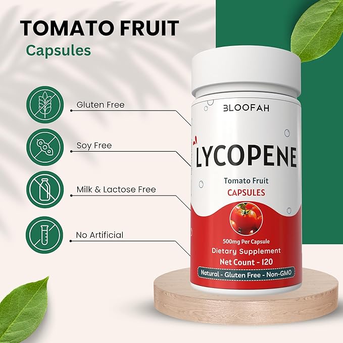 Tomato Powder Capsules 500mg (Lycopene) - 120 Count | Natural Carotenoid Supplement for Health and Wellness Support | Plant Based, Gluten Free & Non-GMO Formula