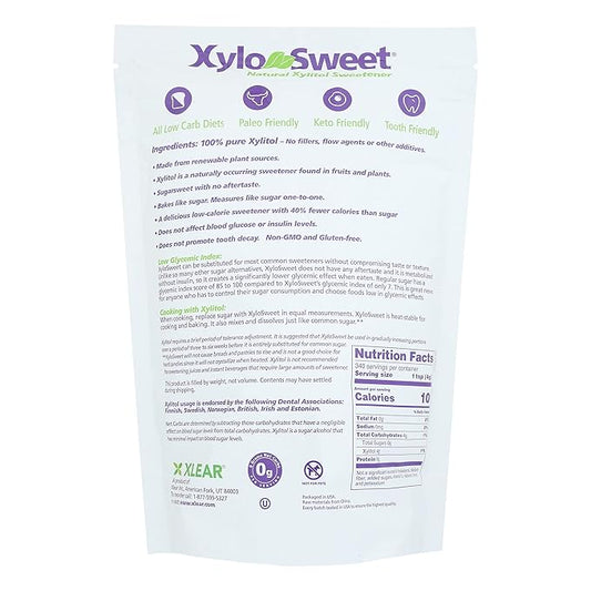 Xlear XyloSweet Plant Sourced Xylitol Sweetener - Pure Natural Sugar Substitute, Granules, Non-GMO, Gluten-Free, 3 Pound Bag (Pack of 1)