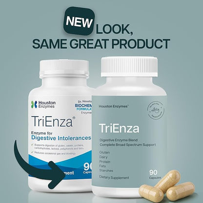 TriEnza Digestive Enzymes for Women and Men– Digestive Enzyme Supplements for Proteins, Carbs, Fats & Polyphenols Digestion – Help Break Down Wheat, Dairy, Soy & Meats - Health Supplement,90 Capsules