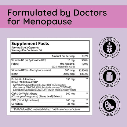 SlenderFlora - Menopause Probiotic Supplement | Weight Management, Hot Flashes, Night Sweats, Bloating | 70 Billion CFU | Gluten, Soy & Dairy Free | 60 Ct, Pack of 3