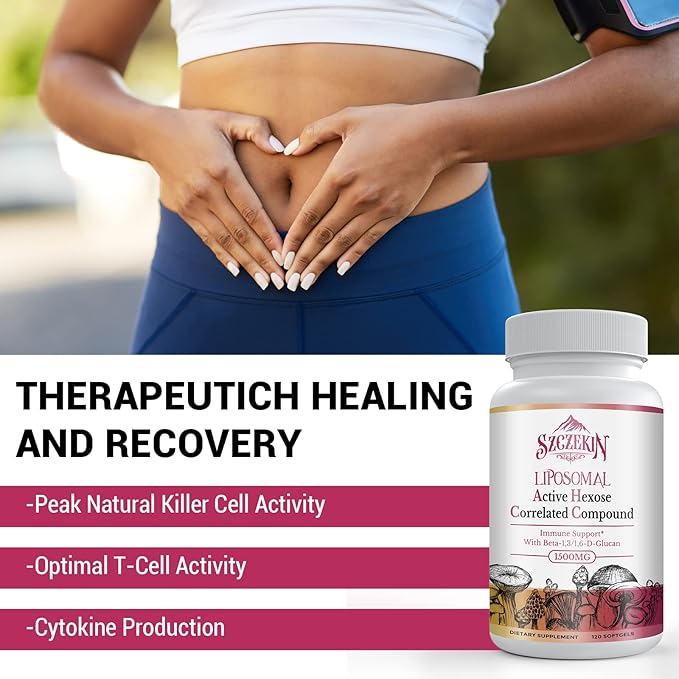1500mg Liposomal Active Hexose Correlated Supplement,120 Soft Gels Beta-Glucans with Natural Mushroom Extract, Immune System, Liver Function, Maintain T-Cell & Killer Cell Activity