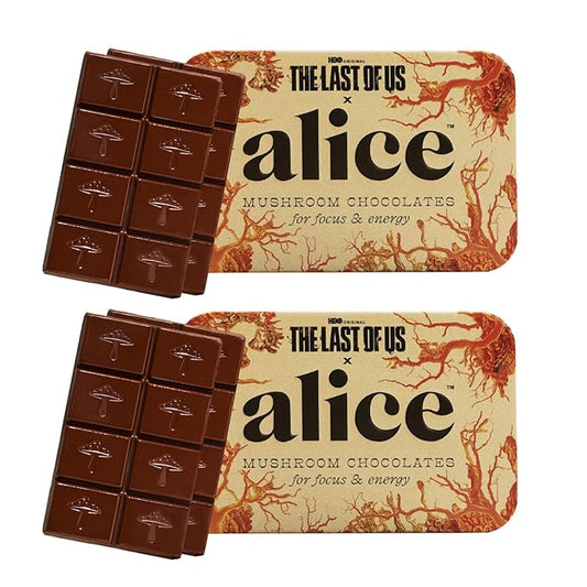 Alice Mushrooms x HBO’s The Last of Us Brainstorm | Mushroom Chocolates | Energy Bites for Focus, Clarity & Cognitive Function | Lions Mane, Cordyceps Mushrooms, Natural Caffeine | 2 Pack