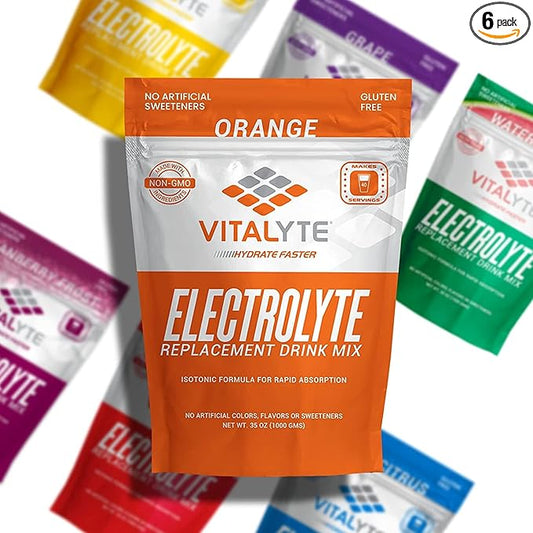 Vitalyte Electrolyte Powder Drink Mix, Isotonic Electrolyte Hydration Mix, Case Pack (6 Pack, Orange)