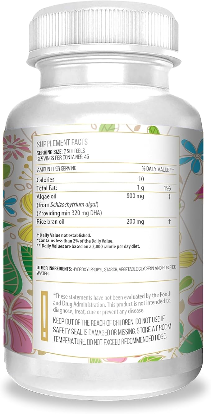 Actif Organic Vegan Prenatal Omega-3 with High Strength Algae Oil Formula, 100% Natural, Gluten-Free, Non-GMO, 90 Count