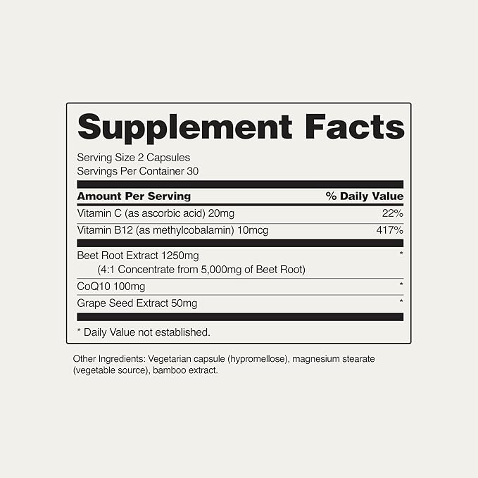 Snap Supplements Heart Beets Capsules with CoQ10, Cardiovascular Support Supplement for Men & Women, Superfood Made with 5X More Beets, Heart Health, Circulation & Cholesterol Support, 60 Capsules