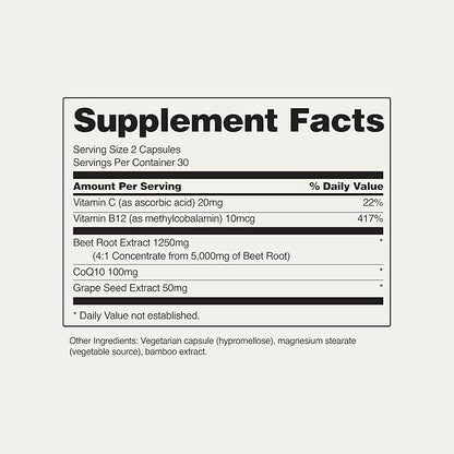 Snap Supplements Heart Beets Capsules with CoQ10, Cardiovascular Support Supplement for Men & Women, Superfood Made with 5X More Beets, Heart Health, Circulation & Cholesterol Support, 60 Capsules