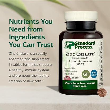 Standard Process Inc. Zinc Chelate - Whole Food Digestion and Digestive Health, and Skin Health with Beet Root and Zinc - 180 Tablets