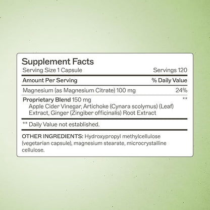 Amy Myers MD MagMove - Supports Healthy Bowel Movements - Magnesium Supplement for Gut Motility - with ACV, Artichoke & Ginger - 60 Capsules (30 Servings)
