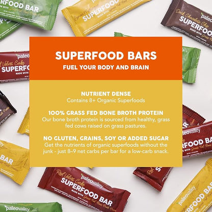 Paleovalley Superfood Bars – Lemon Meringue– 10 Pack – 9g Protein per Bar – Gluten-Free, Grain-Free, Paleo, Non-GMO – On-the-Go Snack