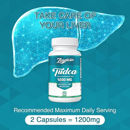 TUDCA Supplement 1200mg - 60 Veggie Capsules,Powerful TUDCA Bile Salts Supplements for Liver,Digestion