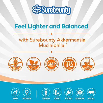 Akkermansia Probiotic GLP-1, 1 Billion TFU, Akkermansia Muciniphila with Prebiotic Inulin Fiber, Gut Health for Men & Women, Vegan, Non-GMO, 30 Caps