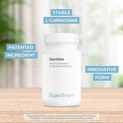 Supersmart - Carcinine 300mg per Day (Patented) - Stable L-Carnosine Supplement | Non-GMO & Gluten Free - 60 Vegetarian Capsules