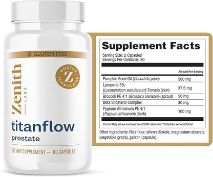 Zenith Labs - TitanFlow - Prostate Supplements for Men - with Pumpkin Seed Oil to Support Urinary and Prostate Health