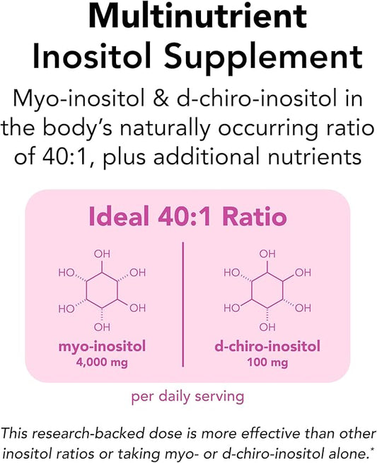 Theralogix Ovasitol Plus Metabolic Health Supplement - Myo-Inositol & D-Chiro Inositol+Chromium Picolinate+Alpha-lactalbumin & Vitamin D - 90-Day Supply - Unflavored - 180 Count