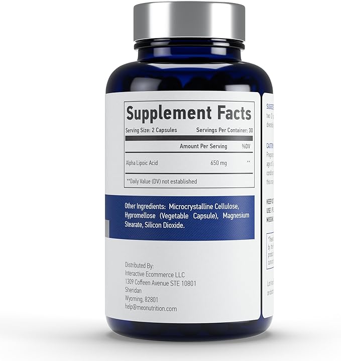 Alpha Lipoic Acid 650mg – 60 Capsules | Non-GMO, Gluten-Free, GMP Certified | Supports Antioxidant Health & Metabolic Wellness | Made in USA