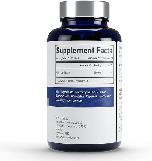 Alpha Lipoic Acid 650mg – 60 Capsules | Non-GMO, Gluten-Free, GMP Certified | Supports Antioxidant Health & Metabolic Wellness | Made in USA