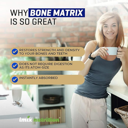 QuikPlus Bone Matrix with Calcium, Magnesium, Zinc, and Potassium - Includes 9 Ionic Liquid Minerals, Collagenizer for Bone and Teeth Support, Vegan, Gluten-Free, All Natural (2 Oz)