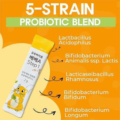 A Step 1 Able Probiotics Powder for Infants & Babies, Support Gut Health, Allergen Free, Tasteless Powder, Aged 3-12 Months, Multi-Strain 3 Billion CFU, 60g (30 Packets) - 1 Month Supply
