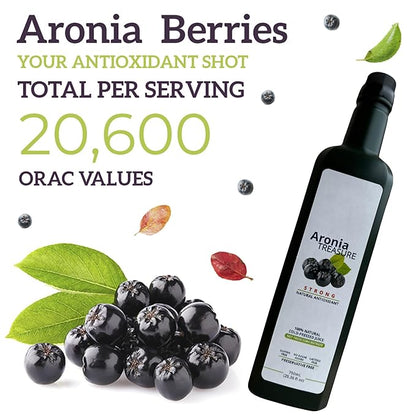 [Aronia Treasure] 100% Aronia Berry Juice: Rich in Antioxidants, Gluten-Free, Vegan, Not From Concentrate, made from Premium Aronia Berries