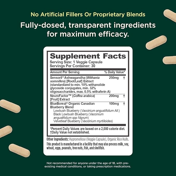 The Genius Brand Genius Mindfulness - Brain Health Supplement - Supports Healthy Mindsets - Calm, Energy, Memory & Focus Support - Ashwagandha, NeuroFactor & More - 30 Veggie Pills