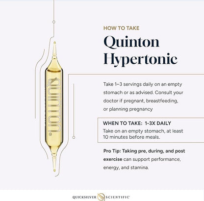 Quicksilver Scientific Original Quinton Hypertonic Solution - Sea Water Hydration - Liquid Minerals with Electrolytes for Muscle Recovery, Stamina+Mineral Replenishment (30 Single Serving Glass Vials)