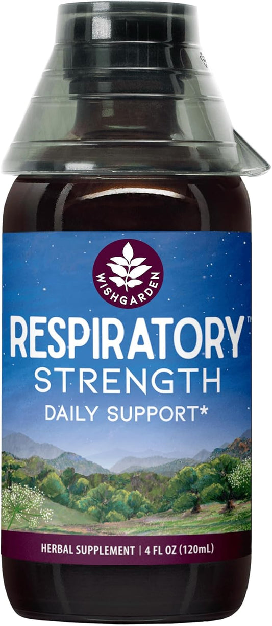 WishGarden Herbs Respiratory Strength Daily Support - Plant-Based Herbal Lung Support Supplement with Organic Mullein & Elecampane, Supports Long-Term Lung Resilience and Better Lung Efficiency, 4oz