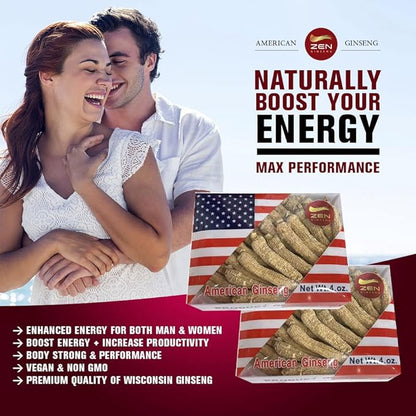 2 Boxes of Hand Selected American Ginseng Root-Small Tail (4oz/Box) 西洋参/花旗参 Panax Ginseng. Boosts Body Immunity, Energy & Stamina for Man & Women (8 Oz.)