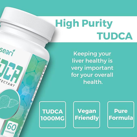 TUDCA Bile Salts Supplement 1000mg - 180 Veggie Capsules,Liver Support Supplement for Detox Cleanse,Gelatin Free