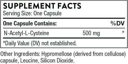 THORNE - NAC - N-Acetylcysteine - 500mg - Supports Respiratory Health and Immune Function*; Promotes Liver and Kidney Detox - 90 Capsules