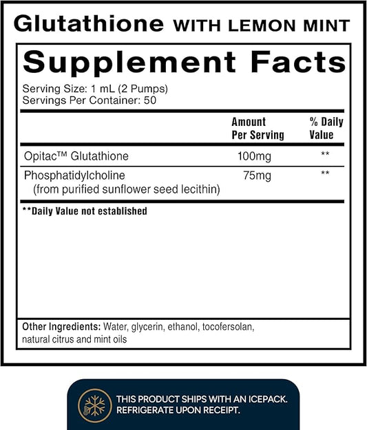 Quicksilver Scientific Liposomal Glutathione - Superior Absorption Oral Glutathione Supplement for Detox & Immune Support - Lemon Mint (1.7 fl oz)