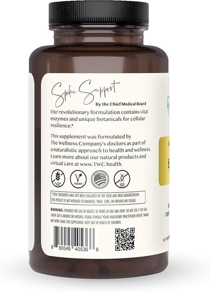 The Wellness Company Spike Support - Detox, Immune Health, Blood Flow, Anti-Clotting - Nattokinase, Dandelion Root, & Black Sativa | 60ct (1 Month Supply)