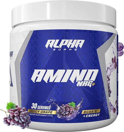 Amino NRG+ BCAA Amino Energy Recovery Powder - Hydration Blend with Electrolytes - Focus Blend for Optimal Performance Support in Men & Women (30 Servings, Juicy Grape)