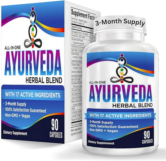 17-in-1 AYURVEDA Supplements (3-Month Bulk Supply) | Traditional Blend of Ayurvedic Herbs | Overall Health & Wellness Support Supplement | Strong Mind, Body & Spirit | Ayurveda Products | 90 Capsules