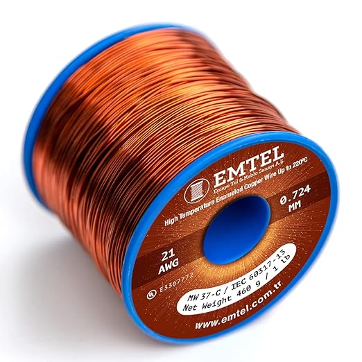 21 AWG - 1 lb (399 feet) 99.9% Pure Copper Wire, Enameled Magnetic Wire for Motor, Transformer, Magnetic Coil, & Electroculture Gardening, Winding Magnet Wire - 220°C (428°F) Thermal Class